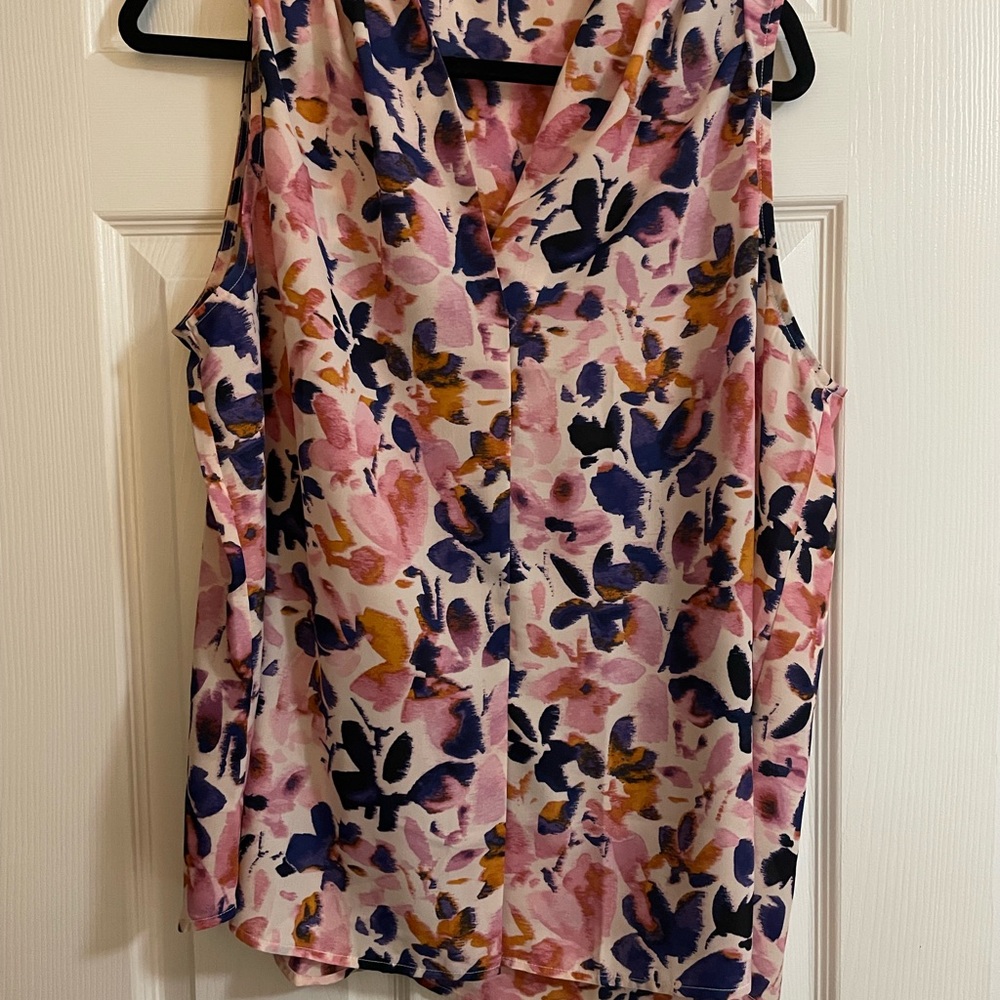 Beacon Pink and Black Sleeveless Blouse